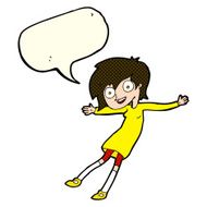 cartoon crazy excited girl with speech bubble N4