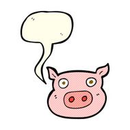 cartoon pig face with speech bubble N5
