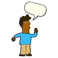 cartoon man signalling with hand speech bubble N3