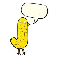 funny cartoon bird with speech bubble N59