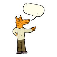 cartoon pointing fox man with speech bubble N3