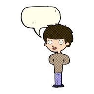 Cartoon happy boy with speech bubble N107