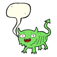 cartoon little demon with speech bubble N15