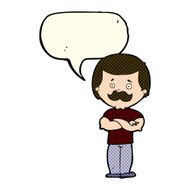 cartoon manly mustache man with speech bubble N5