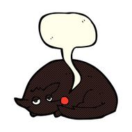 cartoon curled up dog with speech bubble N5
