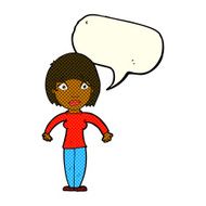 cartoon surprised woman with speech bubble N124