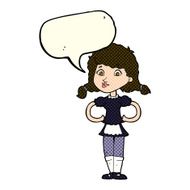 cartoon happy waitress woman with speech bubble N5