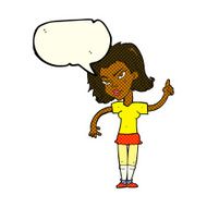 cartoon woman with idea speech bubble N119