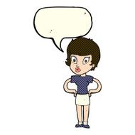 cartoon woman with hands on hips speech bubble N104