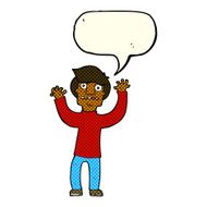 cartoon terrified man with speech bubble N104