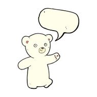 cartoon polar bear cub with speech bubble N38