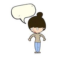 cartoon woman staring with speech bubble N15