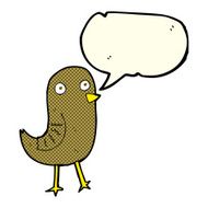 funny cartoon bird with speech bubble N61