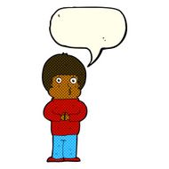 cartoon shy boy with speech bubble N10