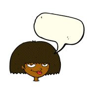 cartoon mean female face with speech bubble N6