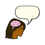 cartoon female head with brain symbol speech bubble N11
