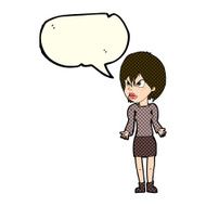 cartoon annoyed woman with speech bubble N91