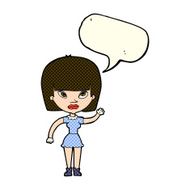 cartoon woman waving with speech bubble N160