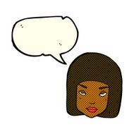 cartoon annoyed female face with speech bubble N6