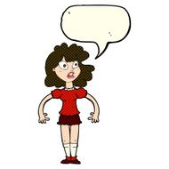 cartoon pretty girl with shocked expression speech bubble N5