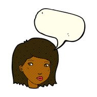 cartoon female face with speech bubble N75