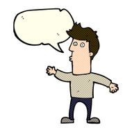cartoon surprised man with speech bubble N58