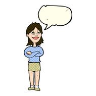 cartoon proud woman with speech bubble N14