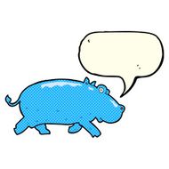 cartoon hippopotamus with speech bubble N4
