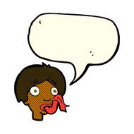 cartoon head sticking out tongue with speech bubble N6