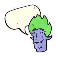 cartoon happy vampire head with speech bubble N6