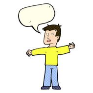 cartoon surprised man with speech bubble N59