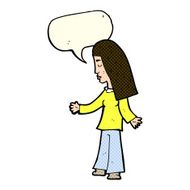 cartoon woman with open arms speech bubble N49