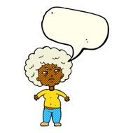 cartoon annoyed old woman with speech bubble N10