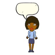 cartoon woman shrugging shoulders with speech bubble N240