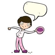 cartoon man tipping hat with speech bubble N5