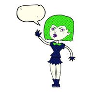 cartoon pretty vampire girl with speech bubble N14