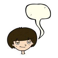 cartoon smug looking boy with speech bubble N5