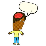 cartoon man with brain symbol speech bubble N10