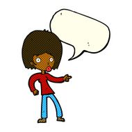 cartoon woman pointing with speech bubble N103