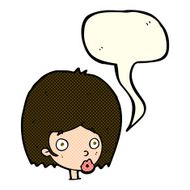 cartoon surprised female face with speech bubble N31