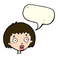 cartoon surprised female face with speech bubble N32