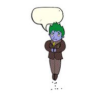 cartoon floating vampire with speech bubble N6