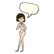 cartoon woman in bikini with speech bubble N27