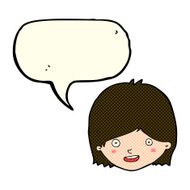 cartoon happy female face with speech bubble N89