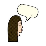 cartoon female face profile with speech bubble N5