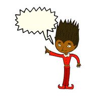 cartoon magic christmas elf with speech bubble N5