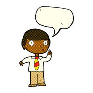 cartoon school boy with speech bubble N6