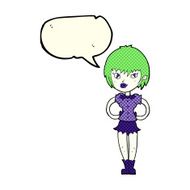 cartoon pretty vampire girl with speech bubble N15