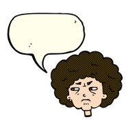 cartoon bitter old woman with speech bubble N9
