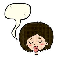 cartoon woman with eyes closed speech bubble N3
